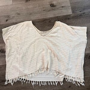 Billabong Cropped Fringe Poncho Cover Up Tunic Top